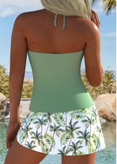 Drawstring Mid Waisted Tropical Plants Print Tankini Set | thumb picture 