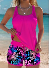 Tummy Coverage Mid Waisted Marine Life Print Tankini Set