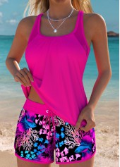 Tummy Coverage Mid Waisted Marine Life Print Tankini Set | thumb picture 