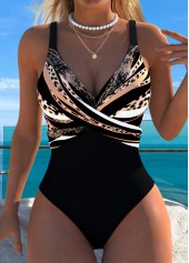 Tummy Control Leopard Black One Piece Swimwear