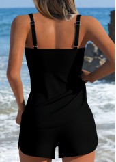 Tummy Coverage Mid Waisted Striped Black Tankini Set | thumb picture 