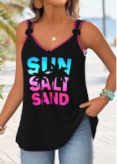 Black Tummy Coverage Letter Print Strappy Tank Top | thumb picture 