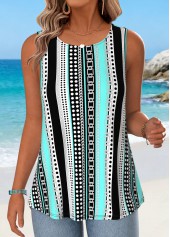 Multi Color Tummy Coverage Striped Sleeveless Tank Top | thumb picture 