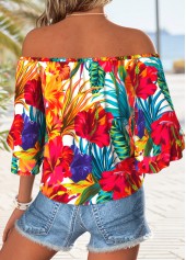 Multi Color Tie Floral Print Half Sleeve Blouse | thumb picture 