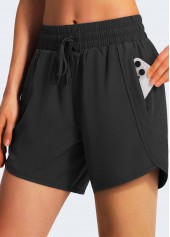 Black High Stretch Elastic Waist Sports Shorts