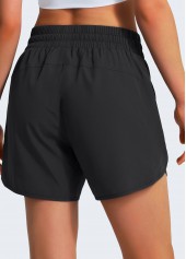 Black High Stretch Elastic Waist Sports Shorts | thumb picture 