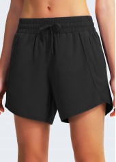 Black High Stretch Elastic Waist Sports Shorts | thumb picture 