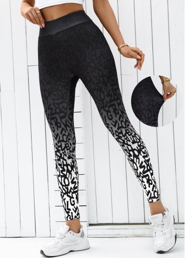 women clothes image of Black Ombre High Waisted Ankle Length Elastic Waist Leggings