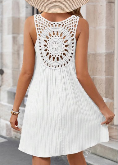 women clothes image of White Tummy Coverage Short Sleeveless V Neck Dress