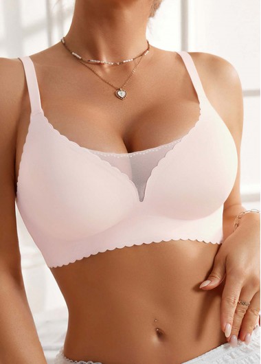 women clothes image of Light Pink Push-up Patchwork Scoop Bra