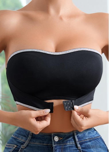women clothes image of Black Seamless Patchwork Strapless Bandeau Bra