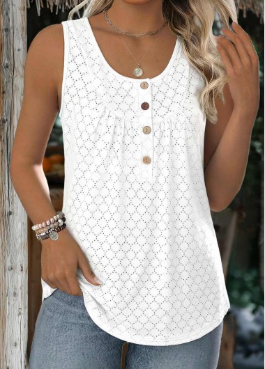 women clothes image of White Curved Hem Sleeveless Scoop Neck Tank Top