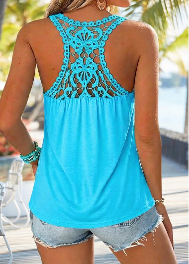 women clothes image of Cyan Tummy Coverage Sleeveless Draped Neck Tank Top