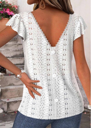 women clothes image of White Tummy Coverage Short Sleeve V Neck T Shirt