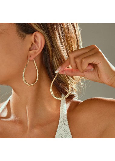 women clothes image of Golden Color Alloy Detail Geometric Earrings