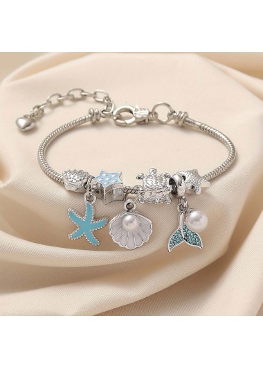 women clothes image of Silver Shell Starfish Design Copper Bracelet