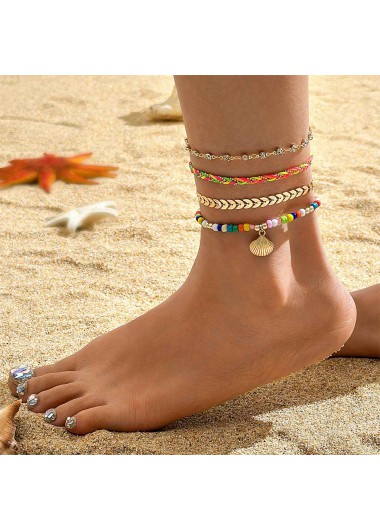 women clothes image of Golden Color Shell Alloy Detail Anklets