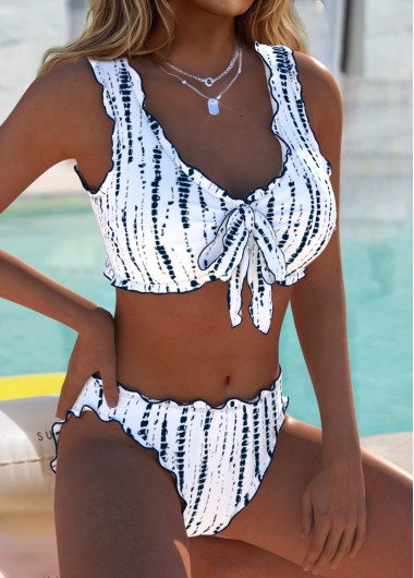 women clothes image of Pull On Mid Waisted Tie Dye Print Bikini Set