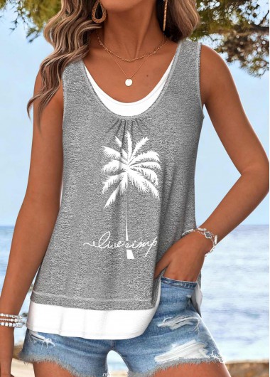 women clothes image of Light Grey Marl Tummy Coverage Sleeveless Tank Top