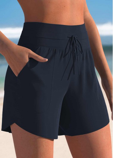 women clothes image of Mid Waisted Navy Color Swim Shorts