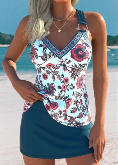 women clothes image of Tummy Coverage Mid Waisted Random Floral Print Tankini Set