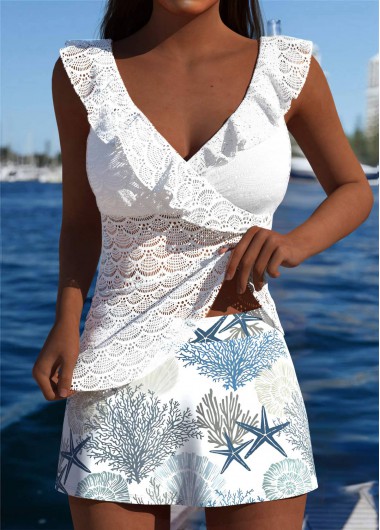 women clothes image of Tummy Coverage High Waisted Marine Life Print Tankini Set