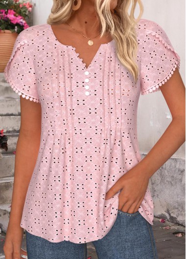 women clothes image of Light Pink Tummy Coverage Short Sleeve T Shirt