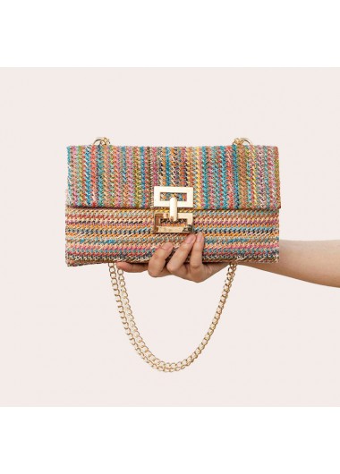 women clothes image of Multi Color Turnlock Chains Crossbody Bag