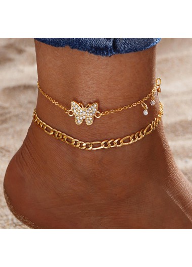 women clothes image of Golden Color Butterfly Alloy Detail Anklets