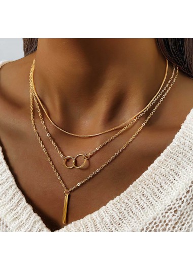 women clothes image of Golden Color Round Alloy Detail Necklace