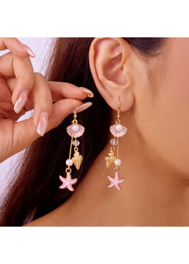 women clothes image of Pink Color Shell Alloy Detail Earrings