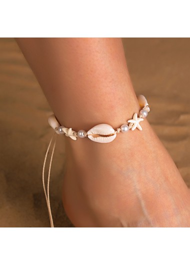women clothes image of Beige Color Shell Pearl Detail Anklet