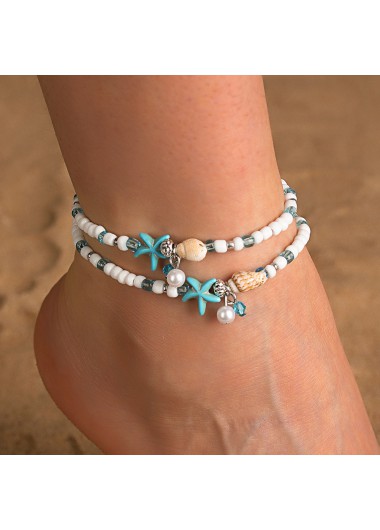 women clothes image of Mint Green Shell Seed Beads Anklets