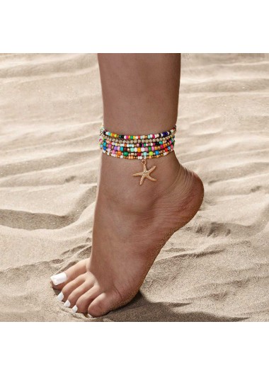 women clothes image of Multi Color Polyresin Detail Starfish Anklets