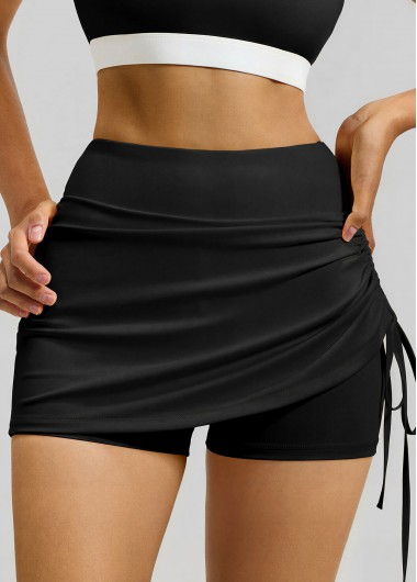 women clothes image of Black High Stretch Skinny Elastic Waist Fitted Sports Shorts