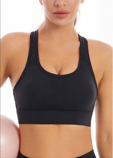 women clothes image of Black Scoop Cut Out Sports Bra