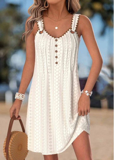 women clothes image of Beige Short Tummy Coverage Sleeveless V Neck Dress