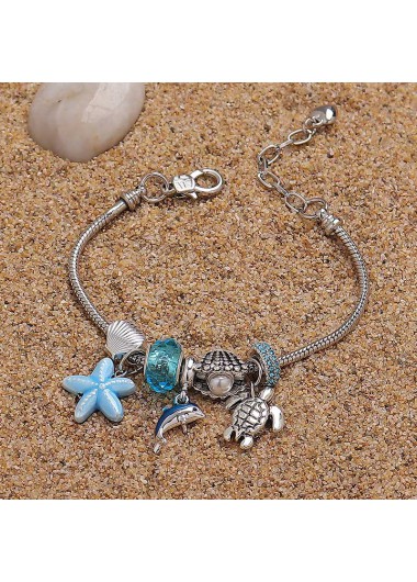 women clothes image of Light Blue Turtle Dolphin Alloy Bracelet
