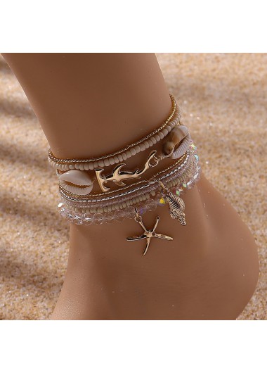women clothes image of Golden Shell Starfish Polyresin Anklet Set