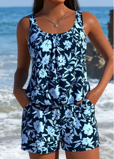 women clothes image of Dusty Blue Tummy Coverage One Piece Swimwear