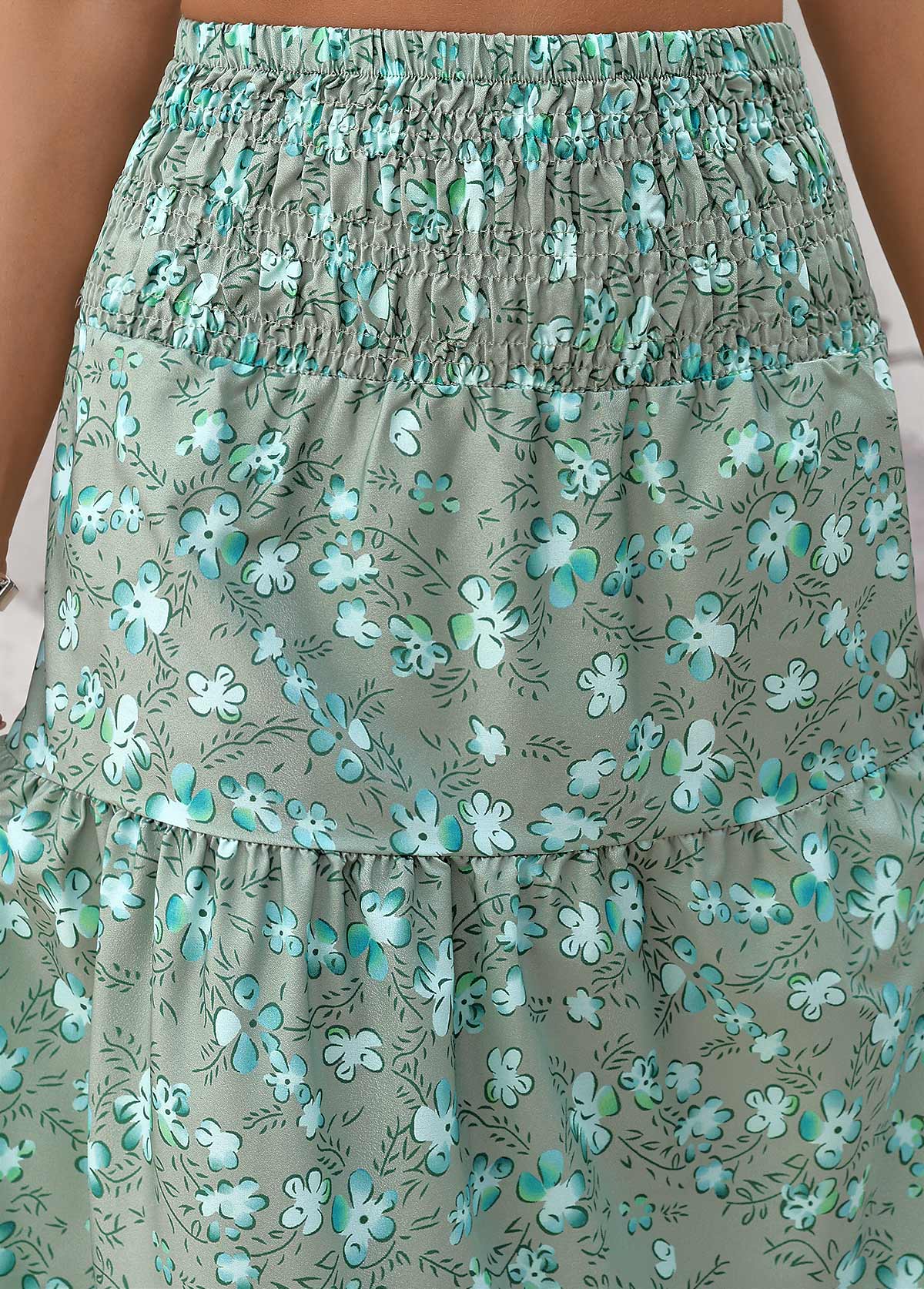 Mint Green Ditsy Floral Print A Line Maxi Skirt | picture 