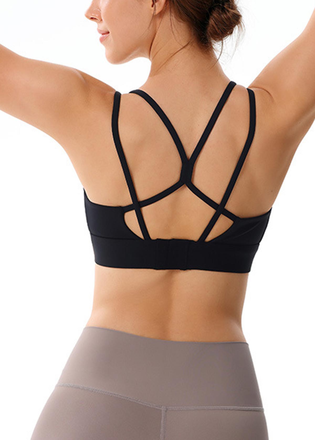 Black Criss Cross Square Neck Sports Bra | picture 