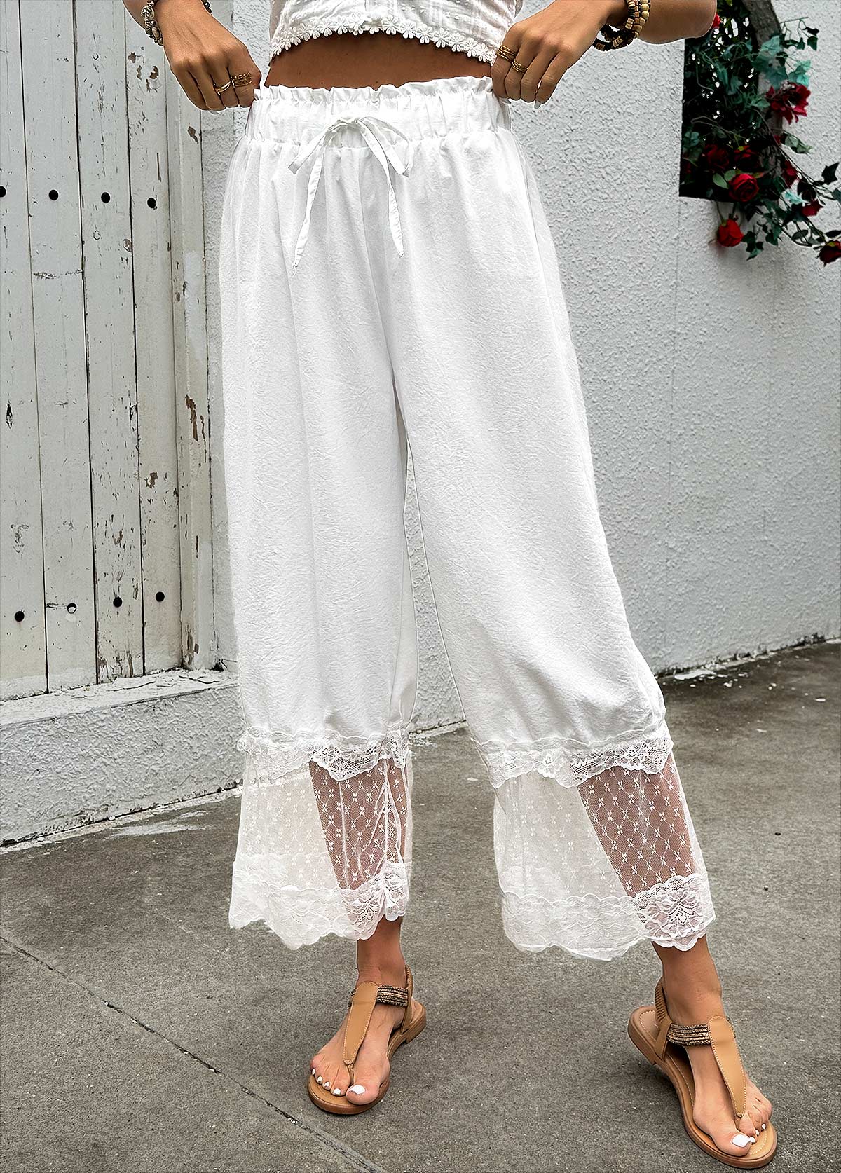 Black Wide Leg Elastic Waist High Waisted Pants | picture 