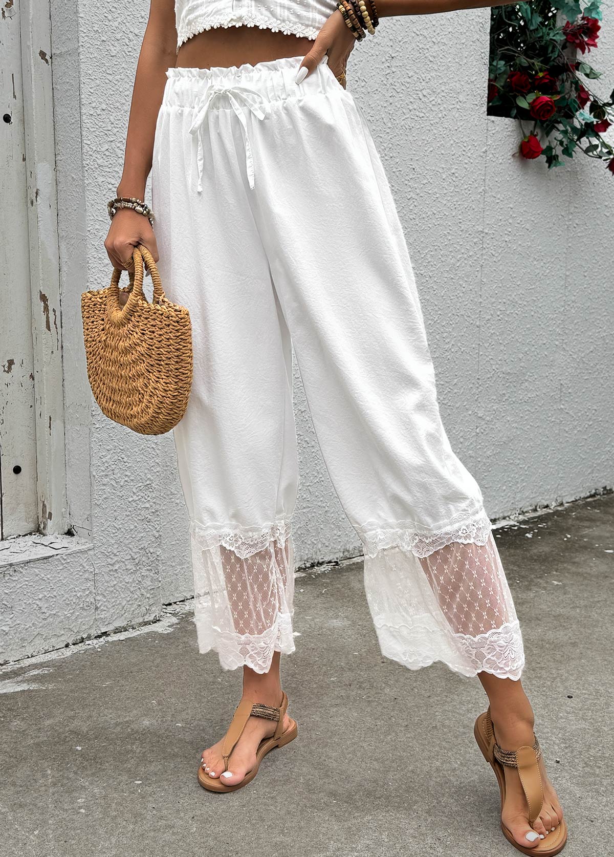 Black Wide Leg Elastic Waist High Waisted Pants | picture 