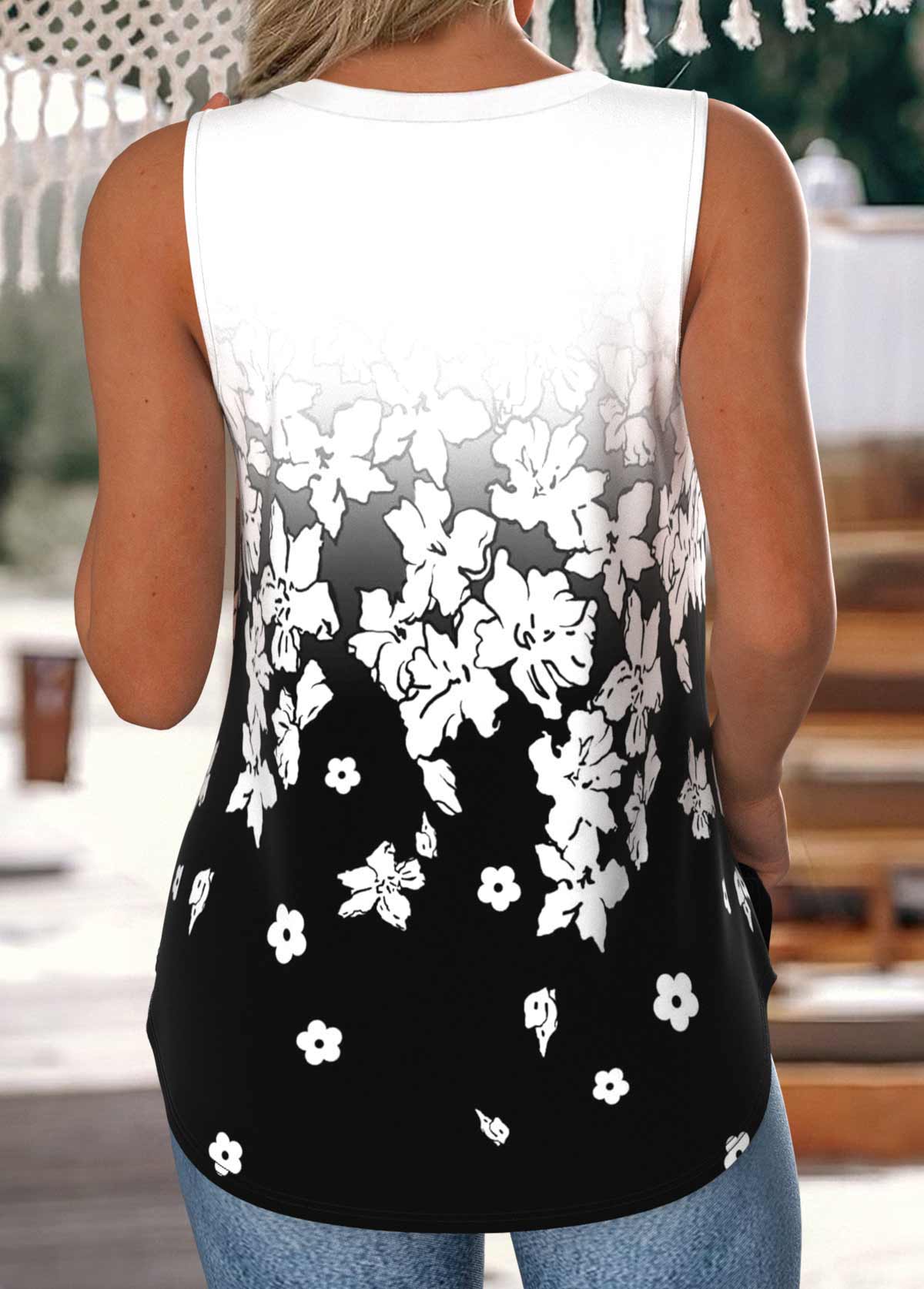 White Tummy Coverage Sleeveless V Neck Tank Top | picture 