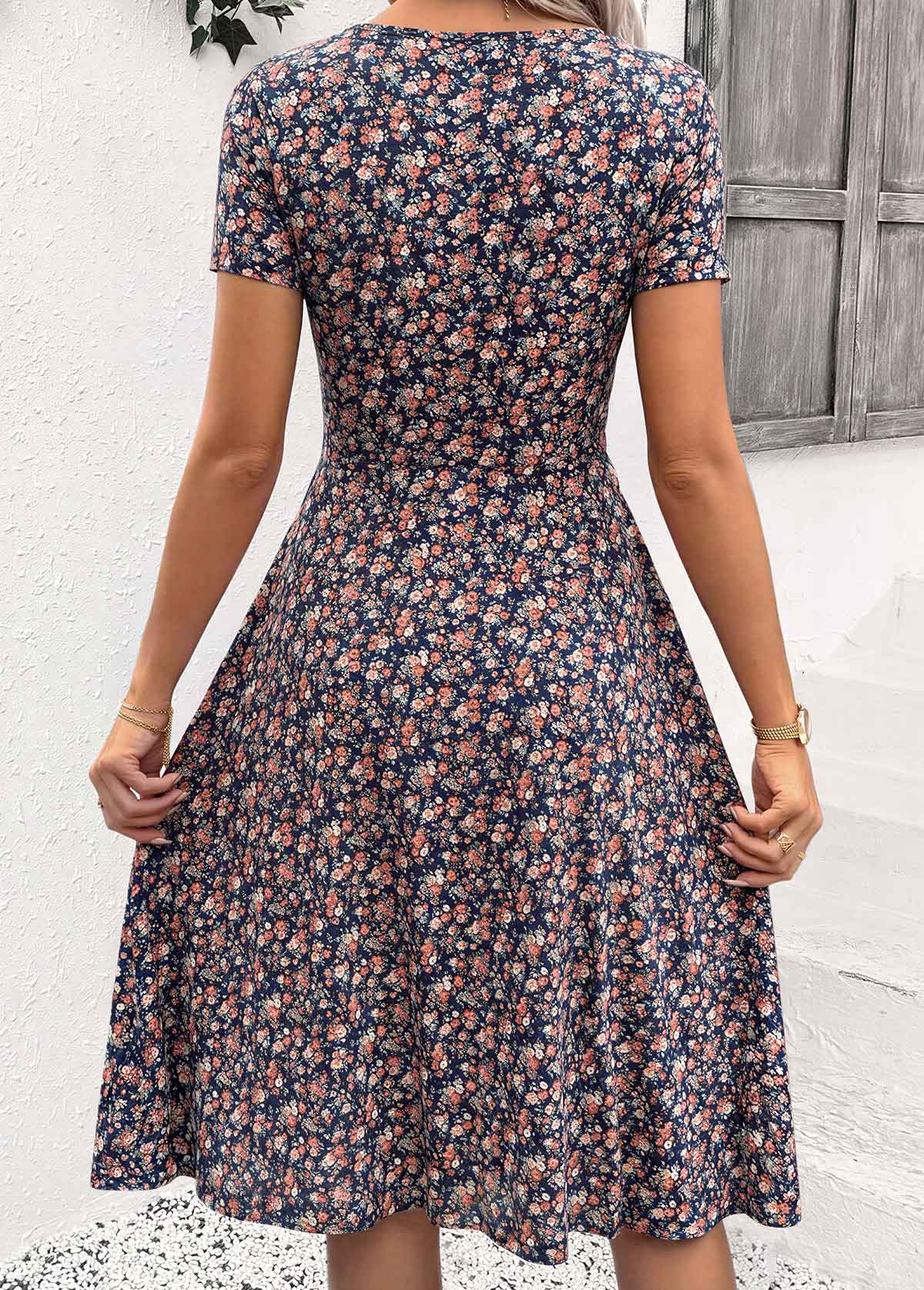 Multi Color Ditsy Floral Print Tummy Coverage Dress | picture 