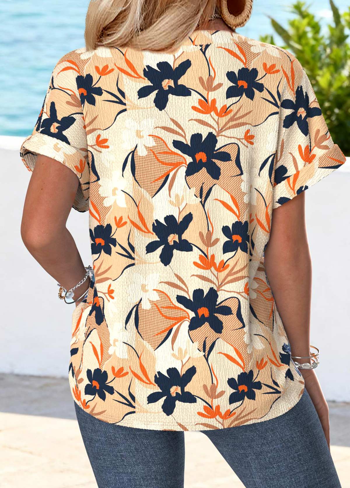 Multi Color Tummy Coverage Floral Print T Shirt | picture 