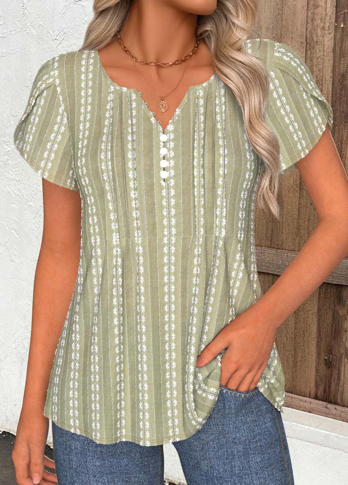 Sage Green Tummy Coverage Short Sleeve T Shirt | picture 