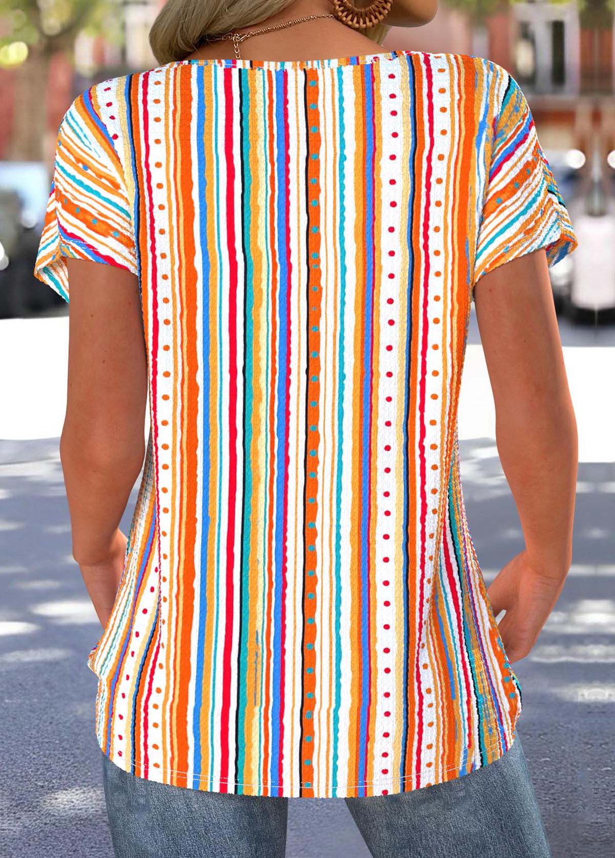 Multi Color Tummy Coverage Short Sleeve T Shirt | picture 