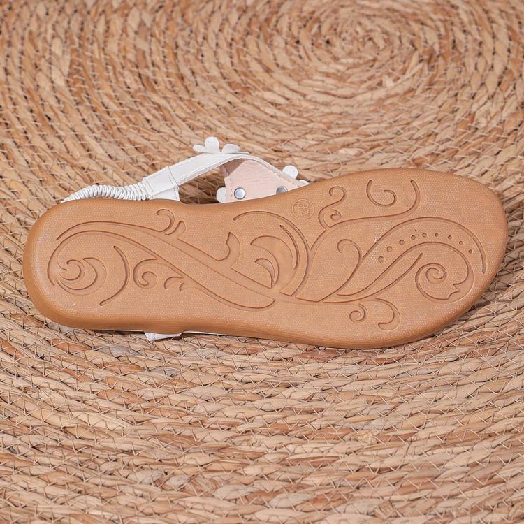 White Faux Leather Toe Post Falt Sandals | picture 